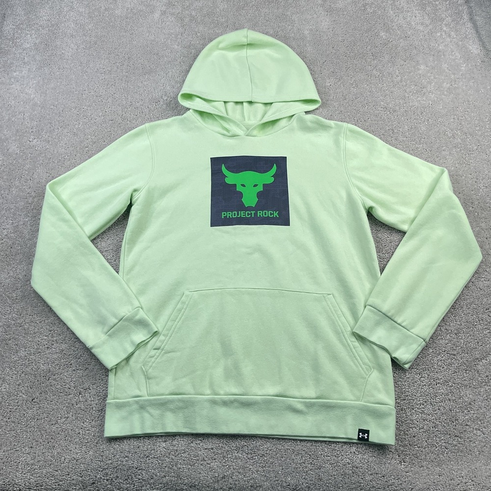 Under Armour Hoodie‎ Youth Boys XL Green Project Rock Rival Fleece Sweatshirt
